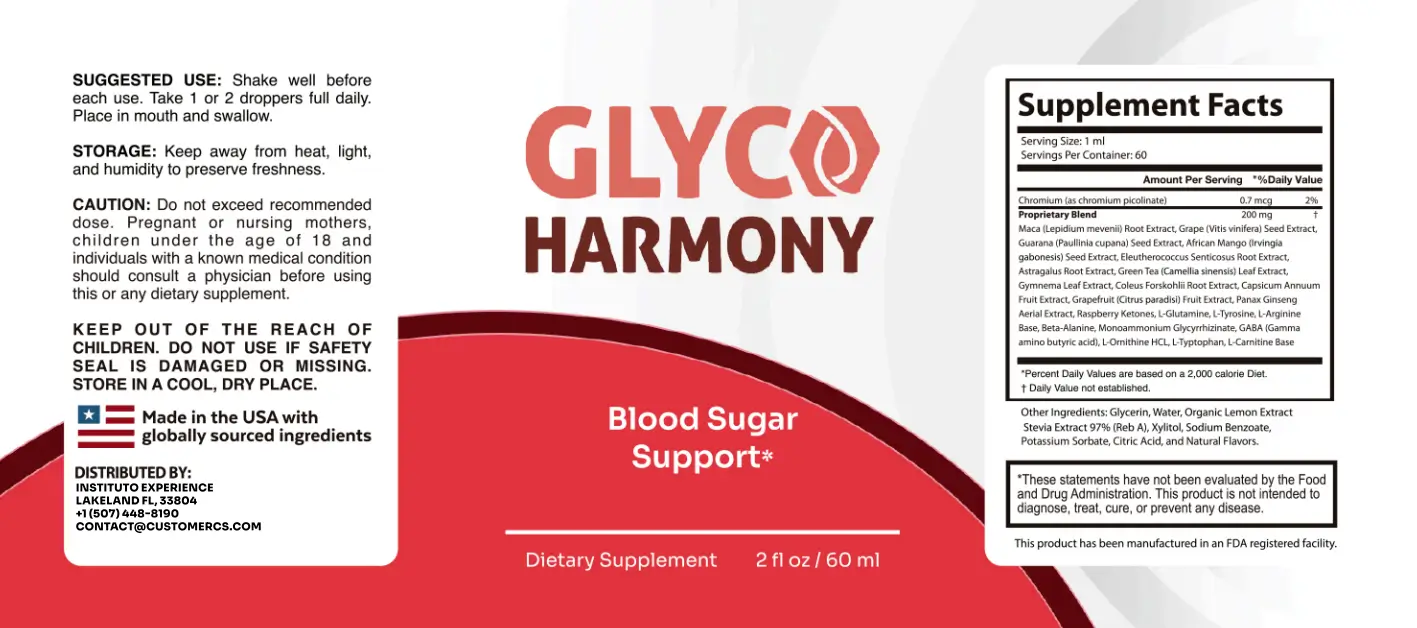 Glyco Harmony ingredient label — supplement facts