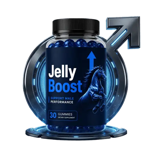 JellyBoost gummy bottle — official men's vitality supplement