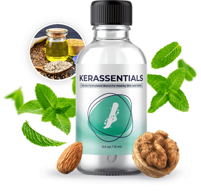 Kerassentials nail and skin oil bottle with natural ingredients