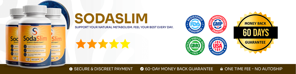SodaSlim certifications: GMP-certified, FDA-registered facility, Made in USA